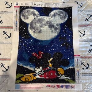 Mickey and Minnie completed rhinestone diamond art